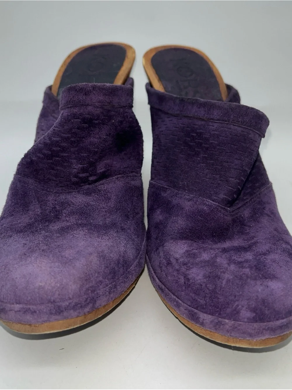 Women’s Michael Kors Purple Wedge Wood Clogs Sz 7.5